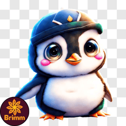 playful cartoon penguin with orange cap and blue shirt png design 36