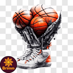 basketball sneakers filled with multiple balls png design 40