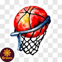 basketball hoop with red ball hanging png design 46