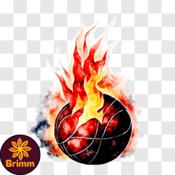 basketball on fire png design 48