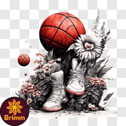 basketball shoes in a floral setting png design 47