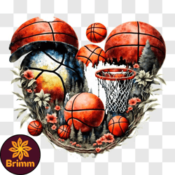 vibrant sports artwork with heart shaped basketball arrangement png design 49