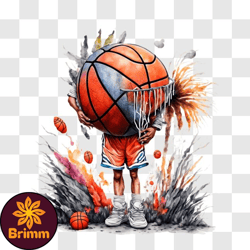 basketball player in action with fireworks png design 50