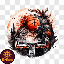 exciting basketball action with house and trees png design 58