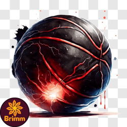 black basketball with red splatters png design 61