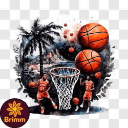 basketball players on the court with ocean view png design 64