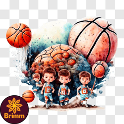 group of children playing basketball png design 74