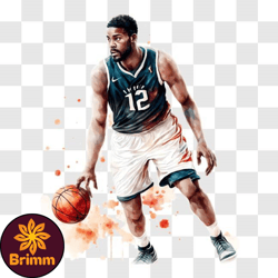 basketball player in action with paint splashes png design 78