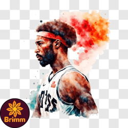 colorful basketball player watercolor painting png design 80