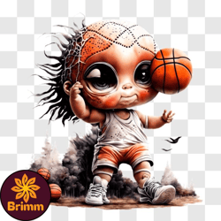 cartoon child with dreadlocks playing basketball outdoors png design 81