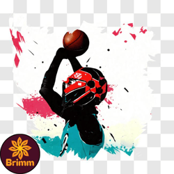 dynamic picture of a basketball player ready to score png design 90