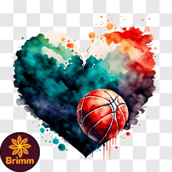 heart shaped basketball artwork png design 112