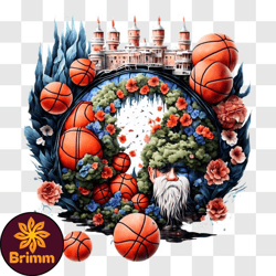 basketball court in a magical setting png design 113