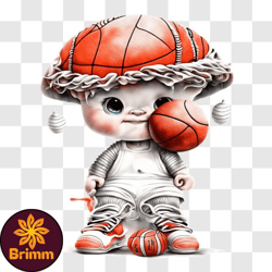 cartoon character playing basketball with orange mushroom hat png design 115