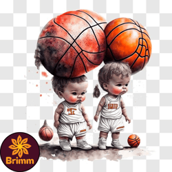 children with basketball balls drawing png design 117