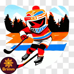 cartoon ice hockey player enjoying outdoor skating png design 124