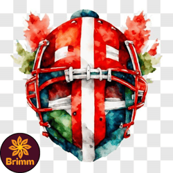 watercolor painting of hockey mask with canadian flag colors png design 126