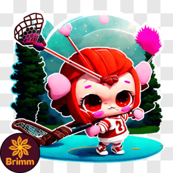 cartoon character playing hockey in natural surroundings png design 129