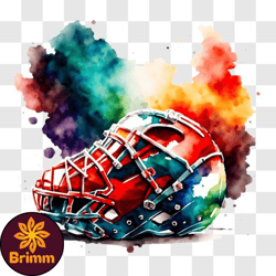 colorful hockey helmet art piece with watercolor splashes png design 132