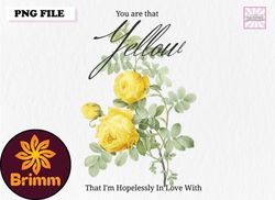 vintage yellow flower love quote png design 175