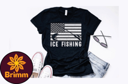 american flag ice fishing vintage design design 259