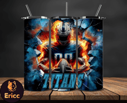 tennessee titans tumbler wrap, crack hole design, logo nfl football, sports tumbler png, tumbler design 31