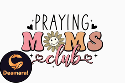 praying moms club retro mothers day svg design 307