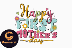 happy first mothers day retro mom svg design 321