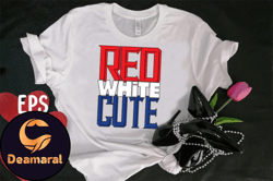 red white cute t-shirt design design 94