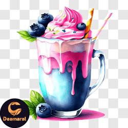 delicious blueberry milkshake with whipped cream png design 221