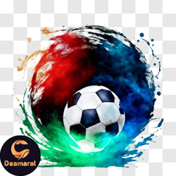 vibrant soccer ball with colorful paint splashes png design 226