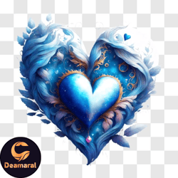 intricate blue ice heart with frost and snowflakes png design 255