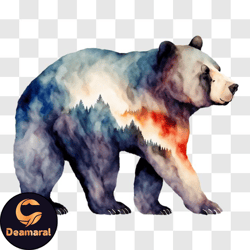 vibrant bear painting with colorful background png design 256