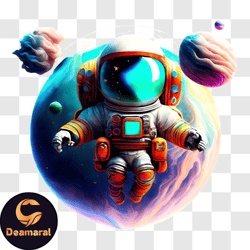 astronaut floating in space with planets and stars png design 263