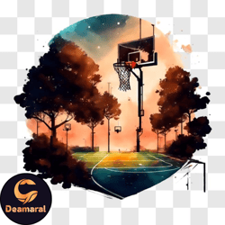 scenic basketball court with hoop and backboard png design 273