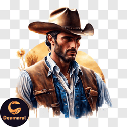 cowboy man poses in western attire png design 276