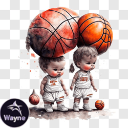 children with basketball balls drawing png