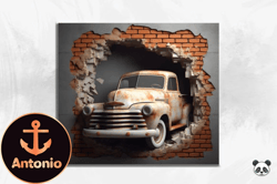 3d old pickup cracked hole tumbler wrap design 137