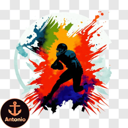 football player running with the ball silhouette png design 293