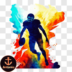 football player silhouette with ball in hand png design 297