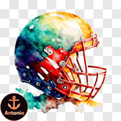 unique and creative football helmet with colorful watercolor design png design 298