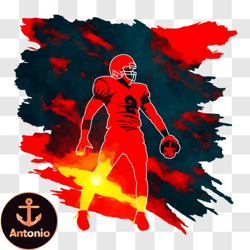 glowing american football player in fiery sky png design 303