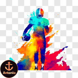 colorful paint splatters football player png design 306
