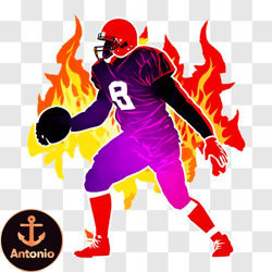 fiery american football player png design 314