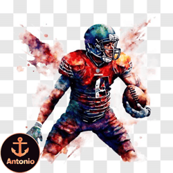 celebrating victory: football player with paint splashes png design 327