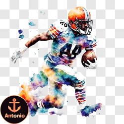 cleveland browns football player with watercolor splashes png design 324