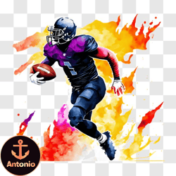 passionate football player with burning determination png design 326