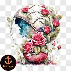 abstract football with roses and flowers png design 328
