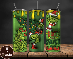 grinchmas christmas 3d inflated puffy tumbler wrap png, christmas 3d tumbler wrap, grinchmas tumbler png 136