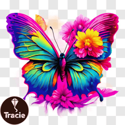 Colorful Butterfly in Flight with Vibrant Wings PNG Design 239